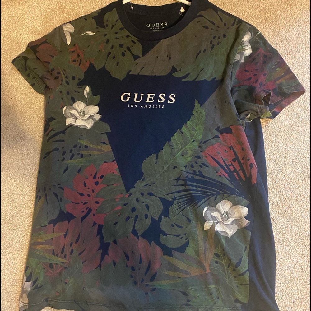 Guess Navy blue and Flower T-Shirt